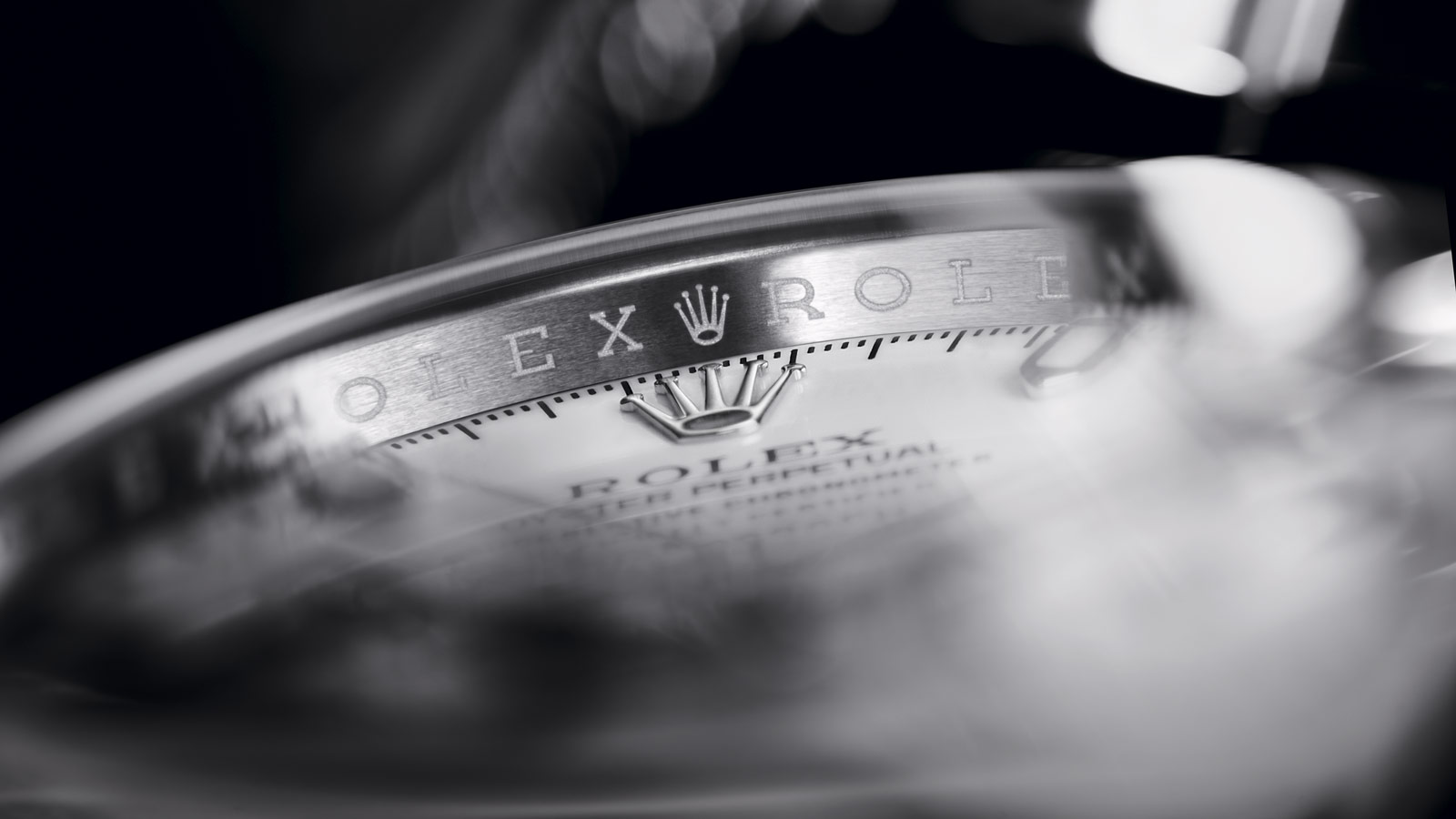 En Rolex-logo avbildet på en hvit klokkeskive.